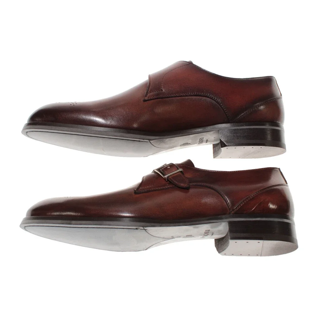 Pastori NWB Single Monk Strap Dress Shoes Size 11.5 US in Whiskey Brown Leather